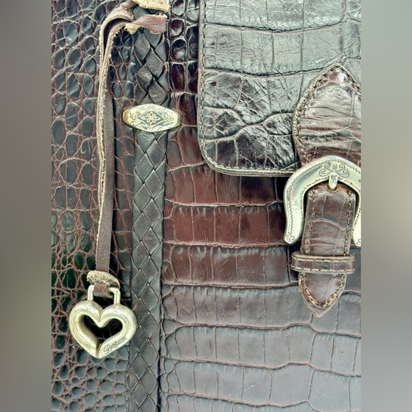 🌺Vintage 90s Brighton Donna Bag Tote Purse Brown Croc Buckle Heart Handbag🌸🌺 - Picture 10 of 16